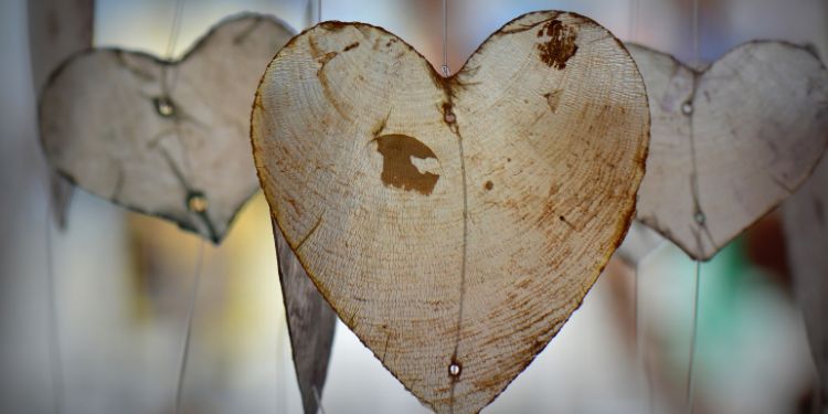 Heart-of-Self-Compassion-Retreat Wooden hearts representing self-compassion